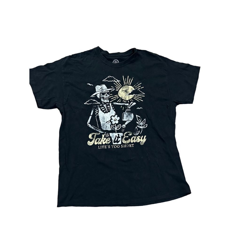 DOM Mens black “Take it Easy” humor‎ graphic t-shirt XL